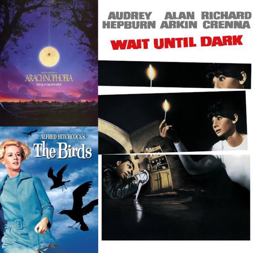 Scary Movie Titles: Arachnophobia, The Birds, and Wait Until Dark.